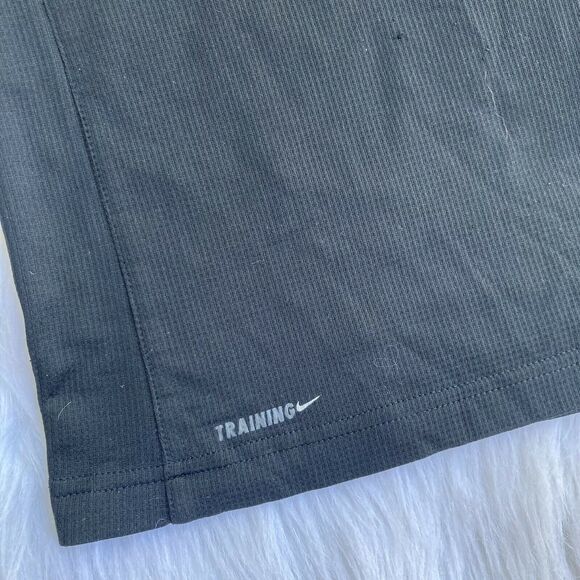 Nike Shirt Sz Large Black Short Sleeve Waffle Knit Swoosh Logo Workout Running - Picture 2 of 8